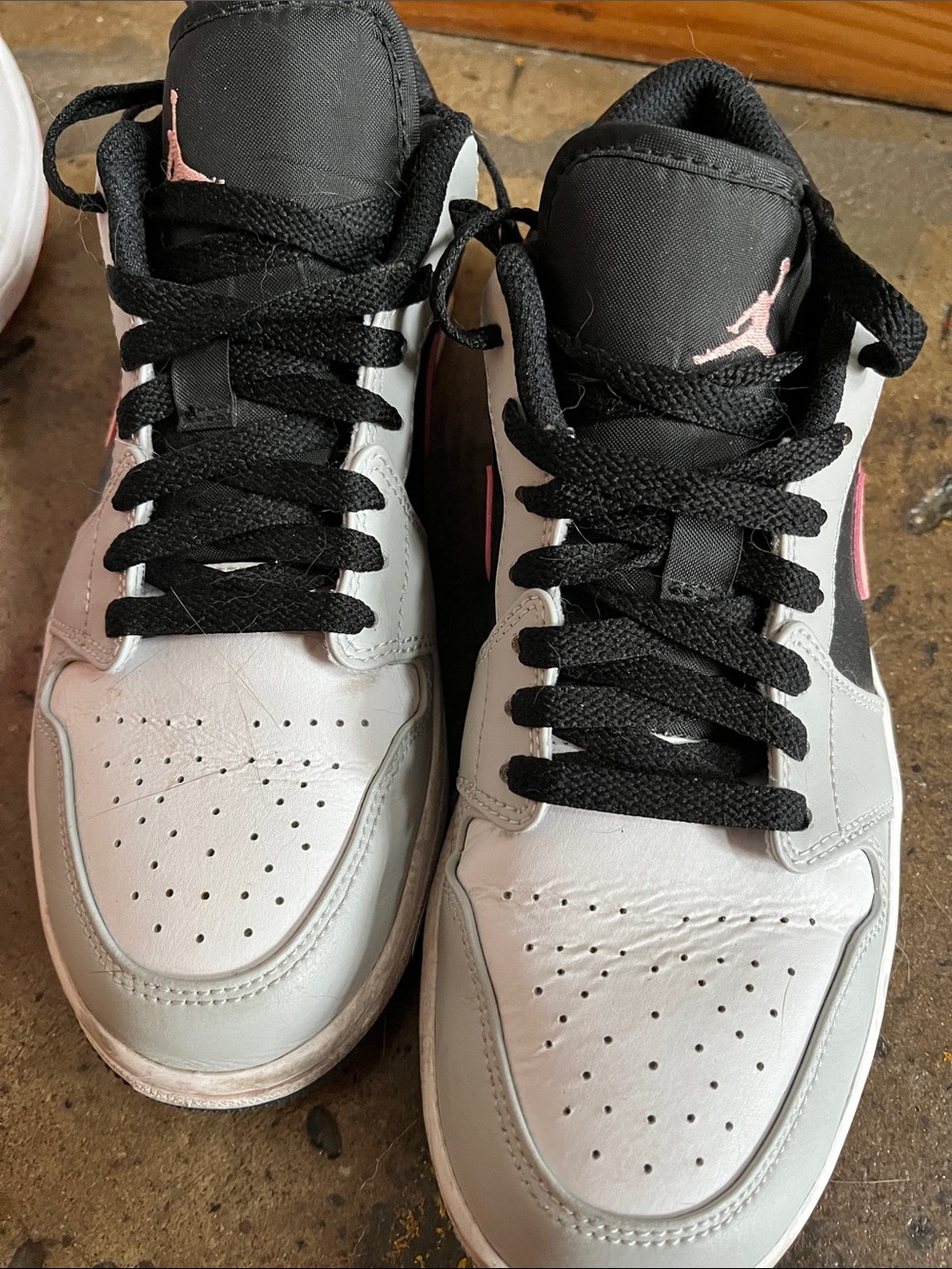 Jordan Low Top Sneakers in White, Black & Pink Accent